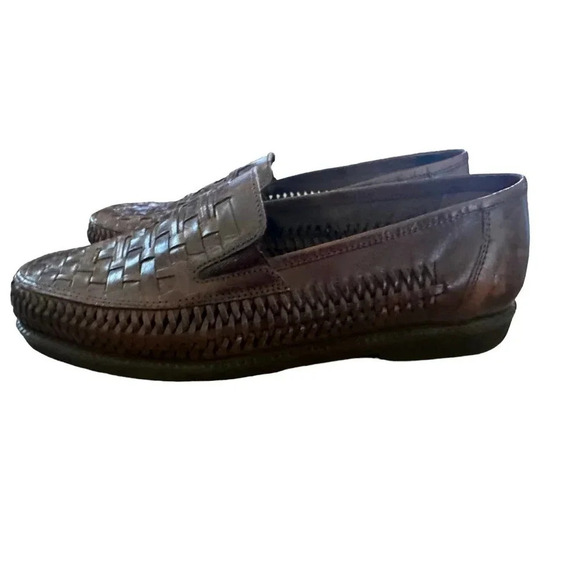 Soft Stags Men's Brown Leather Woven Comfortable Flat Boot Size 11M - Picture 3 of 9